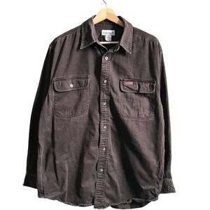 Carhartt vintage Button Down Work Shirt Mens XL Tall Brown S09DKB Cotton Twill